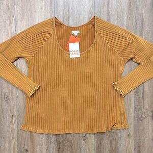 NEW Knox Rose Ribbed Shirt Womens Long Sleeve Boho Y2K Classic Plus Size 2X NWT